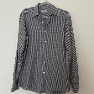 Ermenegildo‎ Zegna Men’s  Button Shirt Brown Check Cotton Long Sleeve Sz L